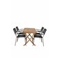 Kenya Dining Table 120*70*H75 - Teak, Lindos Armchair - Black Alu / Black Rope