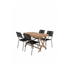 Kenya Dining Table 120*70*H75 - Teak, Lindos Armchair - Black Alu / Black Rope_4