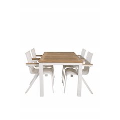 Panama - Table - 152/210*90 - Vit Alu/Teak, Mexico Chair - White/Teak_4