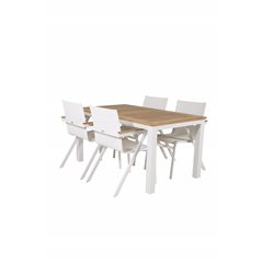 Panama - Table - 152/210*90 - Vit Alu/Teak, Mexico Chair - White/Teak_4