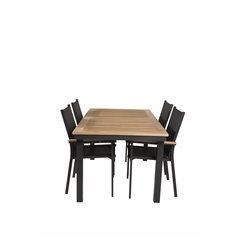 Panama-pöytä 160/240 - Black/Teak, Texas Chair - Black/Teak