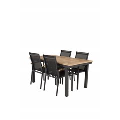 Panama Table 160/240 - Black/Teak, Texas Chair - Black/Teak_4