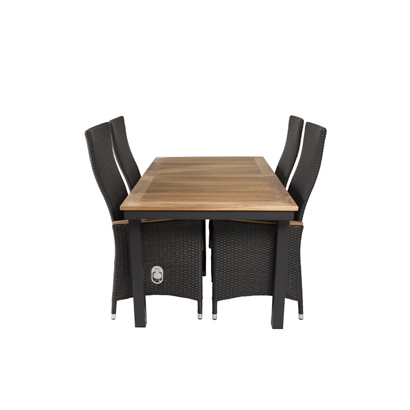 Panama-pöytä 160/240 - Black/Teak, Padova Chair - Black/Teak_4