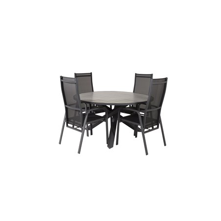 Parma - Table ø 140 - Black Alu /Grey Aintwood, Copacabana Recliner Chair - Black/Black_4