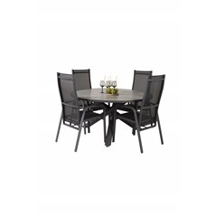 Parma - Table ø 140 - Black Alu /Grey Aintwood, Copacabana Recliner Chair - Black/Black_4