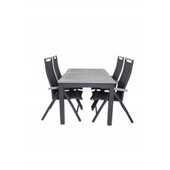 Albany Table - 160/240 - Black/Grey, Albany 5:pos Chair - Black/Black_4