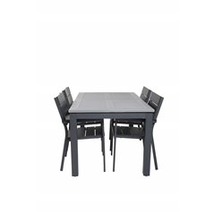 Albany Table - 160/240 - Black/Grey, Levels Chair (stackable) - Black Alu / Black Aintwood_4