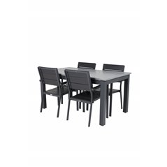 Albany Table - 160/240 - Black/Grey, Levels Chair (stackable) - Black Alu / Black Aintwood_4