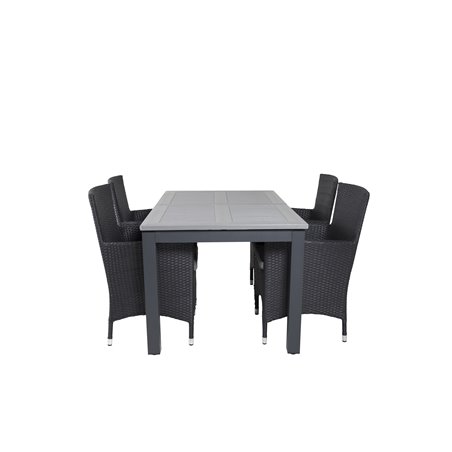 Albany Table - 160/240 - Black/Grey, Malin Armchair - Black/Grey_4