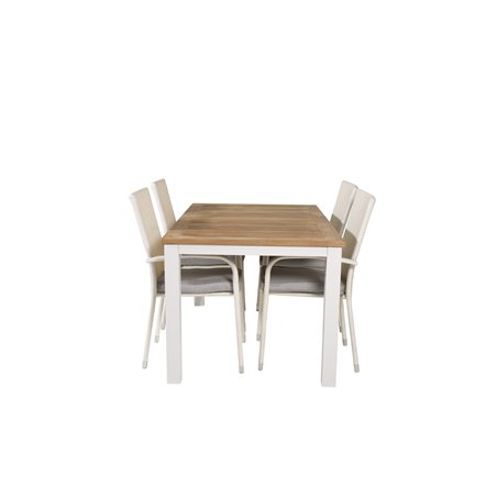 Panama - Table - 152/210*90 - Vit Alu/Teak, Anna Chair - White_4