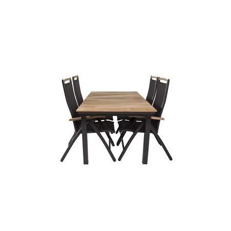 Mexico Table 160/240*90 - Black/Teak, Panama 5:pos Chair - Black/Black_4