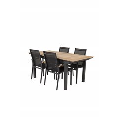 Mexico Table 160/240*90 - Black/Teak, Texas Chair - Black/Teak_4