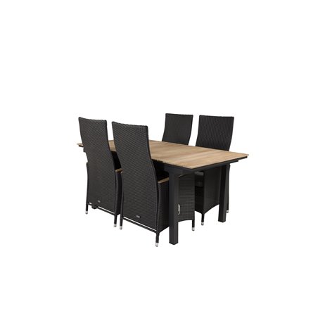 Mexico Bord 160/240 * 90 - Sort / Teak, Padova Stol (Låsestol) - Sort / Teak_4