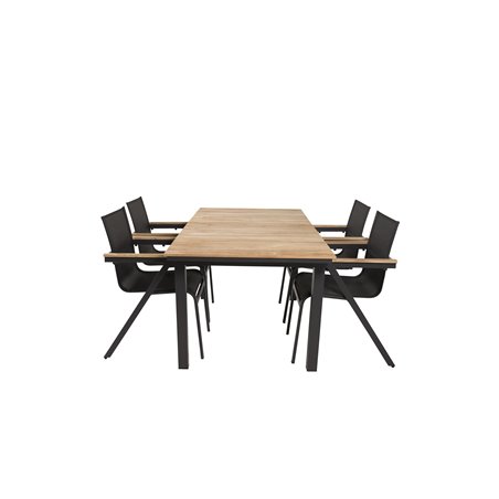 Mexico Table 160/240*90 - Black/Teak, Mexico Chair - Black/Teak_4