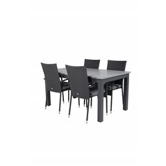 Albany Table - 160/240 - Black/Grey, Anna Chair Black_4