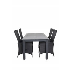 Albany Table - 160/240 - Black/Grey, Padova Chair - Black/Grey_4