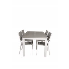 Albany Table - 152/210 - White/Grey, Levels Chair (stackable) - White Alu / Grey Aintwood_4