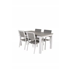 Albany Table - 152/210 - White/Grey, Levels Chair (stackable) - White Alu / Grey Aintwood_4