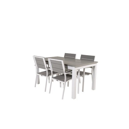 Albany Tabell - 152/210 - Vit / grå, nivå stol (stapelbar) - vit Aluminium / grå aintwood_4