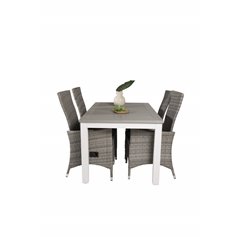 Albany Table - 152/210 - White/Grey, Padova Chair (Recliner) - Grey/Grey_4