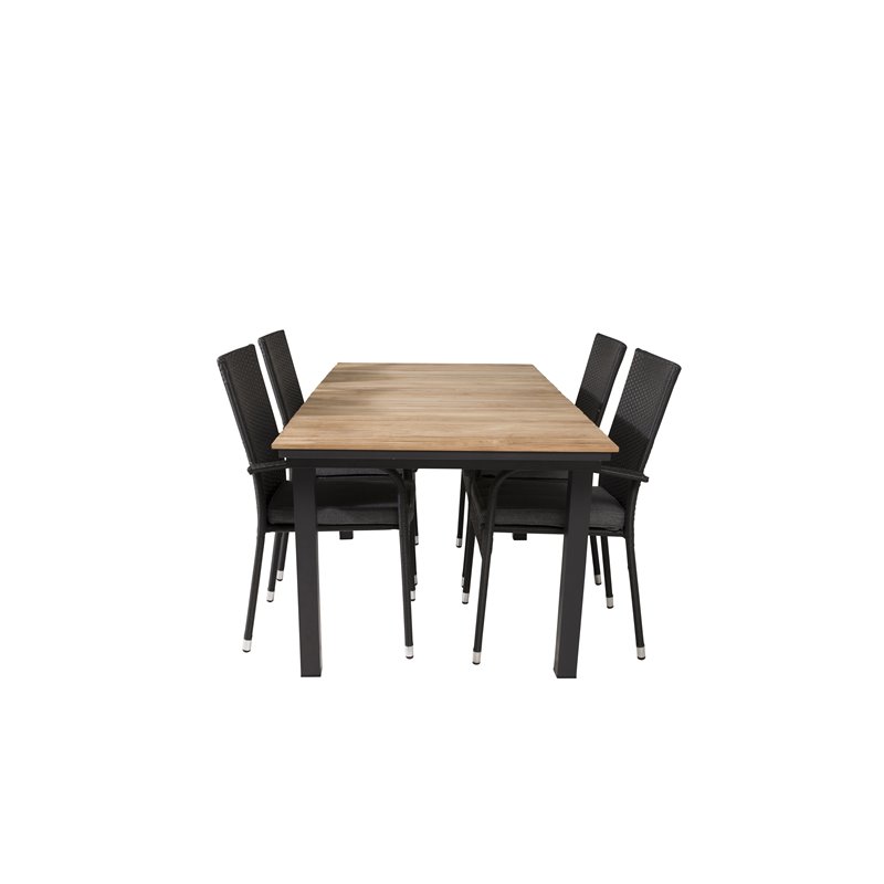 Mexiko Tabell 160/240 * 90 - Svart / teak, Anna stol - svart_4