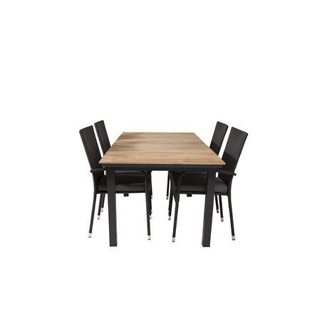 Mexico Table 160/240*90 - Black/Teak, Anna Chair - Black_4