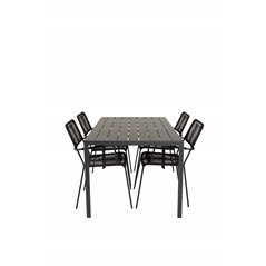 Break Table 150*90 - Black/Black, Lindos Armchair - Black Alu / Black Rope_4