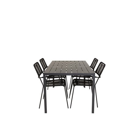 Break Table 150*90 - Black/Black, Lindos Armchair - Black Alu / Black Rope_4