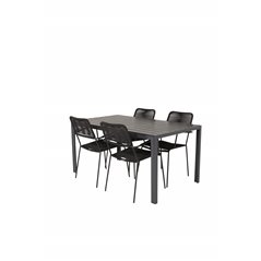 Break Table 150*90 - Black/Black, Lindos Armchair - Black Alu / Black Rope_4