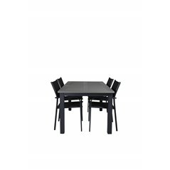 Albany Table - 160/240 Black/Grey SanTorini Arm Chair Black Alu/Black Textilene (käytetty)