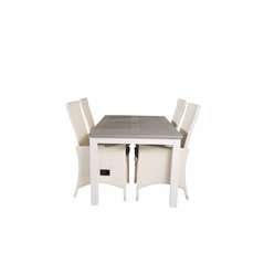 Albany Table - 152/210 - White/Grey, Padova Chair (Recliner) - White/Grey_4