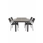 Albany Table - 160/240 - Black/Grey, Lindos Armchair - Black Alu/Black Rope