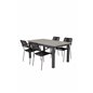 Albany Table - 160/240 - Black/Grey, Lindos Armchair - Black Alu/Black Rope