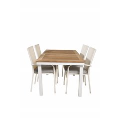 Panama Table 160/240 - White/Teak, Anna Chair - White_4