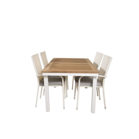 Panama Table 160/240 - White/Teak, Anna Chair - White_4