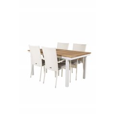 Panama Table 160/240 - White/Teak, Anna Chair - White_4