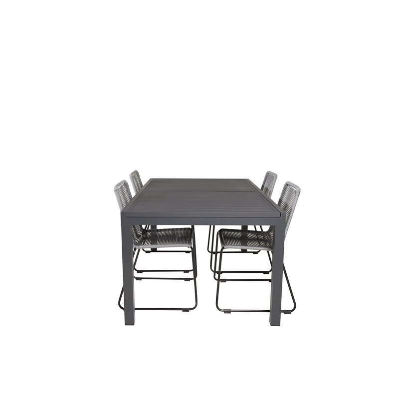 Marbella-pöytä 160/240 - Black/Black, Lindos Chair - Black/Grey_4