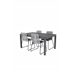 Marbella Table 160/240 - Black/Black, Lindos Chair - Black/Grey_4