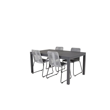 Marbella Bord 160/240 - Sort / Sort, Lindos Stol - Sort / Grå_4
