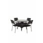 Volta Table ø 90 - Black/Glass, Lindos Armchair - Black Alu / Black Rope