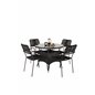 Volta Table ø 90 - Black/Glass, Lindos Armchair - Black Alu / Black Rope