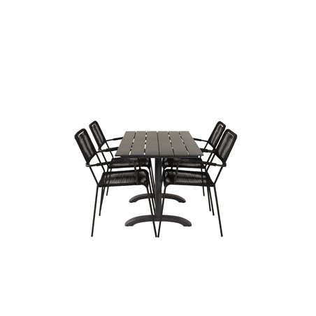 Denver 70*120 Black/Black, Lindos Armchair – Black Alu/Black Rope