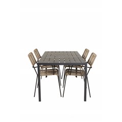 Break Table 150*90 - Black/Black, Lindos - Armchair - Black Alu / Latte Rope_4