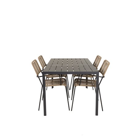 Break Table 150*90 - Black/Black, Lindos - Armchair - Black Alu / Latte Rope_4