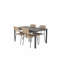 Break Table 150*90 - Black/Black, Lindos - Armchair - Black Alu / Latte Rope_4