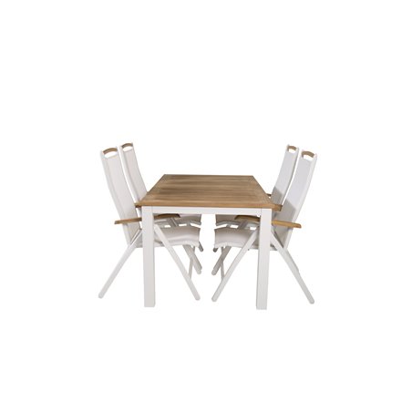 Panama - Table - 152/210*90 - Vit Alu/Teak, Panama 5:pos Chair - White/Teak_4