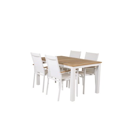 Panama - Tabell - 152/210 * 90 - Vit Aluminium / Teak, Texas Stol - Vit / Teak_4