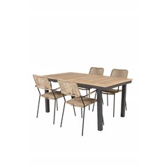 Panama Table 160/240 - Black/Teak, Lindos - Armchair - Black Alu / Latte Rope_4