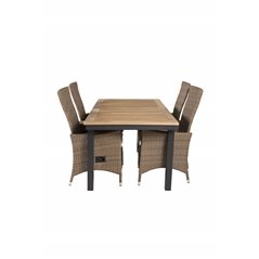 Panama Table 160/240 - Black/Teak, Padova Chair (Recliner) - Nature/Nature_4