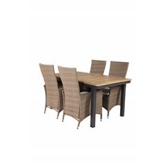 Panama Table 160/240 - Black/Teak, Padova Chair (Recliner) - Nature/Nature_4